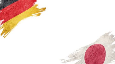 Beyaz Arkaplanda Almanya ve Japonya Bayrakları